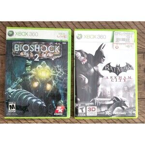 Lot of 2 Batman Arkham City and Bioshock 2 Xbox 360 Video Games Complete